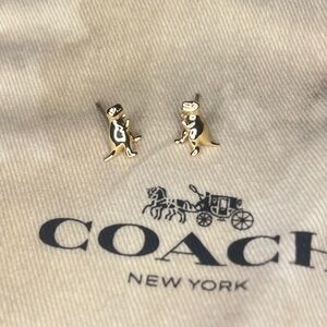 Coach Rexy Gold Stud Dinosaur Earrings